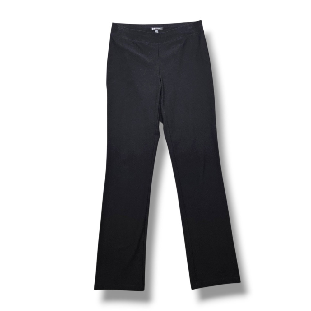 Eileen Fisher Crepe Straight Pants Womens XS Tall Washable Stretch Black USA